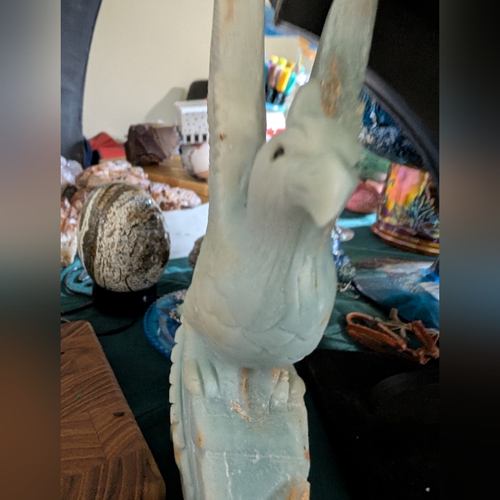 Carved Phoenix 🐦‍🔥 Story Crystal Amazonite Gem Blue - Picture 3 of 6